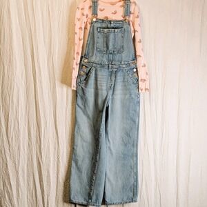 Gap Kids Denim Overalls (XL - 12) & Pink Rainbow LS Shirt (10) Timeless Bundle